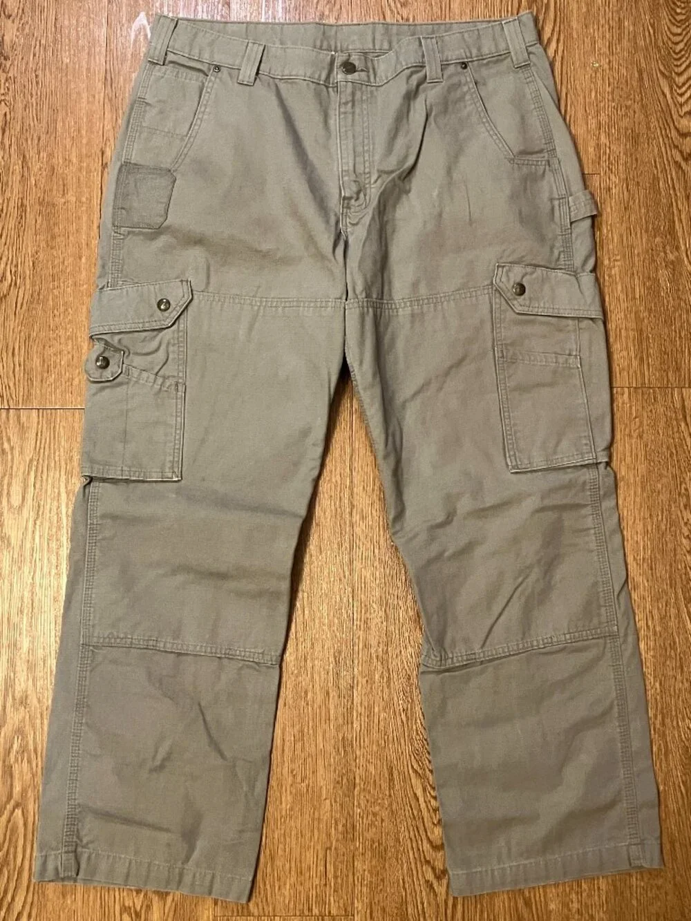 Carhartt Cargo Pants 38x30 Double Knee B342 Desert Tan Cotton Ripstop Workwear - Picture 1 of 9